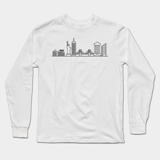 New York Skyline in black with details Long Sleeve T-Shirt by Mesyo